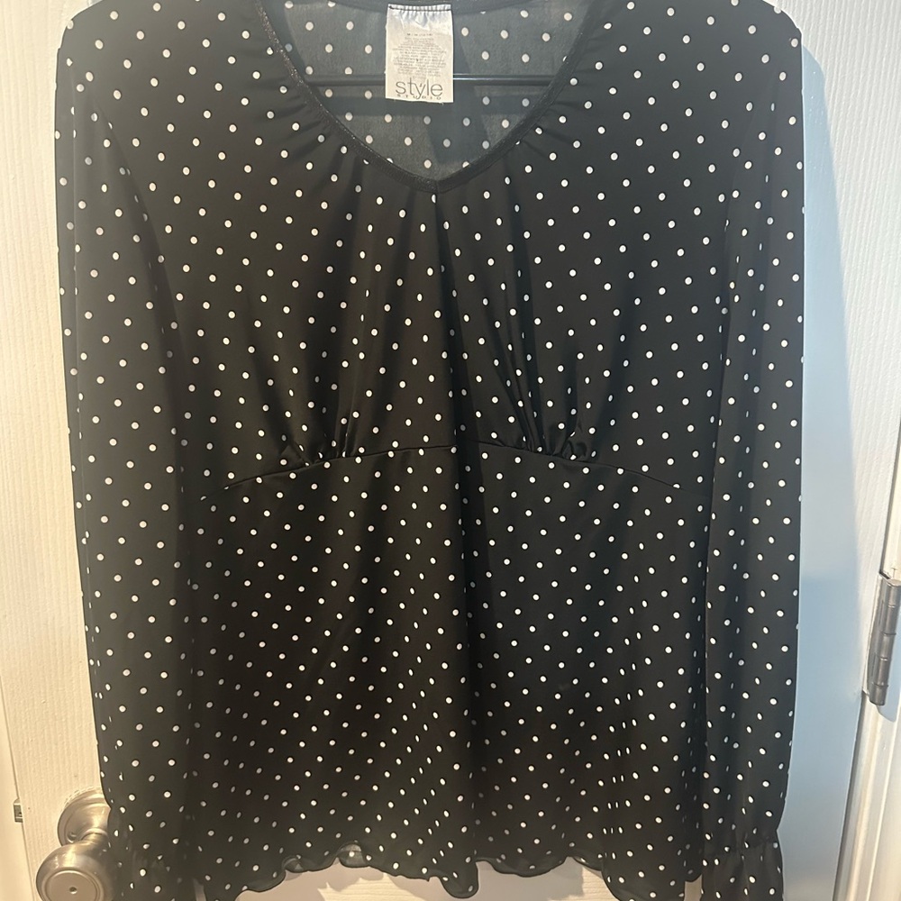 Chic Black Polka Dot Blouse by Style